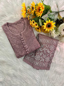 Dobby Cotton White embroidered chikankari Set - Chikankari official