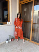 Dreamy Orange Set Comfort Fit edition - Chikankari official