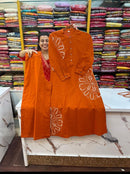 Dreamy Orange Set Comfort Fit edition - Chikankari official