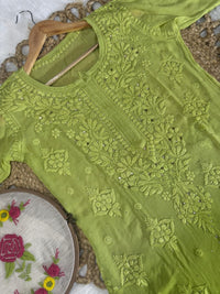 Dual Ombre Viscose Muqaish Handwork Kurta - Chikankari official