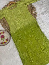Dual Ombre Viscose Muqaish Handwork Kurta - Chikankari official