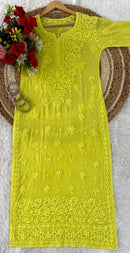 Dual Shades & Single Shades Viscose Kurti & Plazzo 70 Gram Anchor Thread 3D Work - Chikankari official