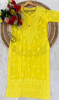 Dual Shades & Single Shades Viscose Kurti & Plazzo 70 Gram Anchor Thread 3D Work - Chikankari official