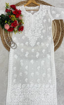 Dual Shades & Single Shades Viscose Kurti & Plazzo 70 Gram Anchor Thread 3D Work - Chikankari official