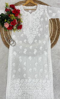 Dual Shades & Single Shades Viscose Kurti & Plazzo 70 Gram Anchor Thread 3D Work - Chikankari official