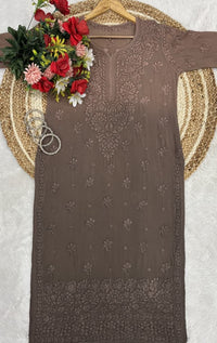 Dual Shades & Single Shades Viscose Kurti & Plazzo 70 Gram Anchor Thread 3D Work - Chikankari official