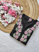 Dual thread Black Long Kurta - Chikankari official