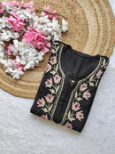 Dual thread Black Long Kurta - Chikankari official