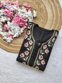 Dual thread Black Long Kurta - Chikankari official