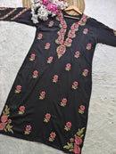 Dual thread Black Long Kurta - Chikankari official
