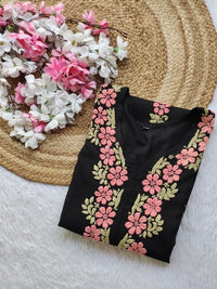 Dual thread Black Long Kurta - Chikankari official
