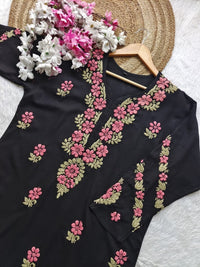 Dual thread Black Long Kurta - Chikankari official