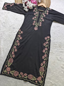 Dual thread Black Long Kurta - Chikankari official