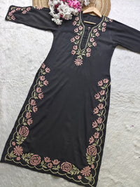 Dual thread Black Long Kurta - Chikankari official
