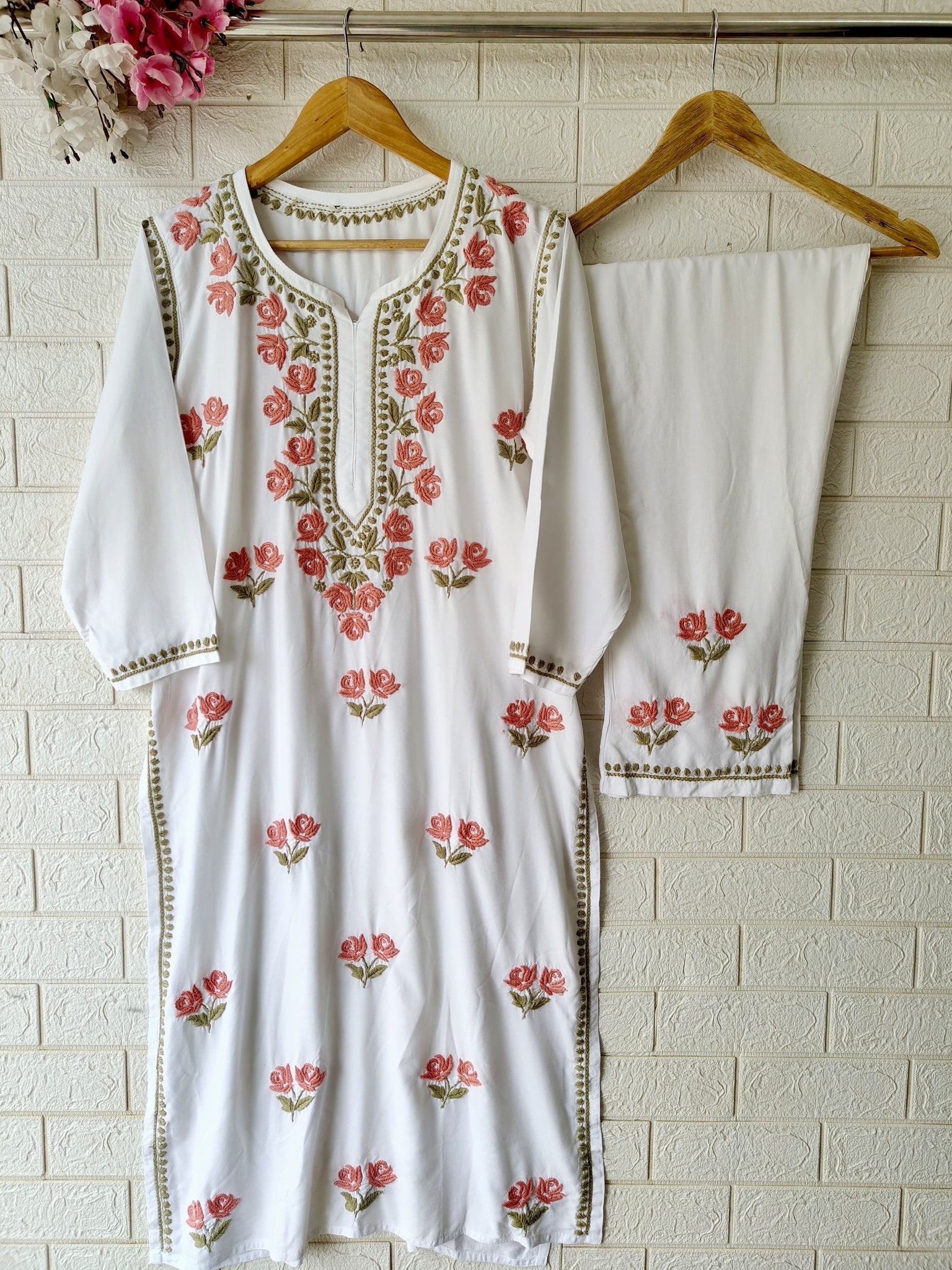 Dual Thread Modal soft Kurta with Plazzo - Chikankari official