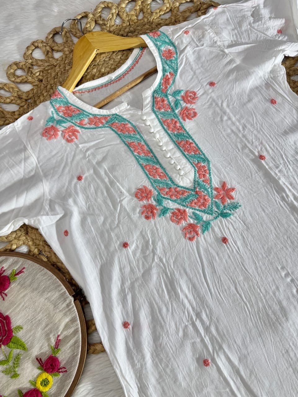 Dual Thread Rayon kurta with Plazzo - Chikankari official