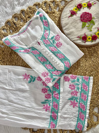Dual Thread Rayon kurta with Plazzo - Chikankari official