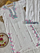 Dual Thread Rayon kurta with Plazzo - Chikankari official
