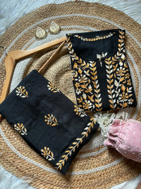 Dual thread soft Rayon chikankari work set - Chikankari official