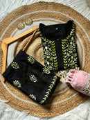 Dual thread soft Rayon chikankari work set - Chikankari official