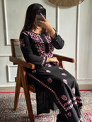 Dual thread soft Rayon chikankari work set - Chikankari official