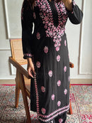 Dual thread soft Rayon chikankari work set - Chikankari official