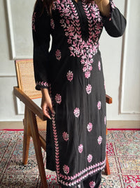 Dual thread soft Rayon chikankari work set - Chikankari official