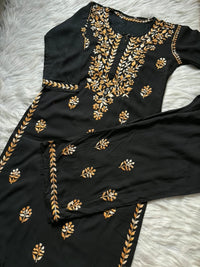 Dual thread soft Rayon chikankari work set - Chikankari official