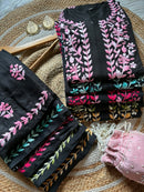 Dual thread soft Rayon chikankari work set - Chikankari official