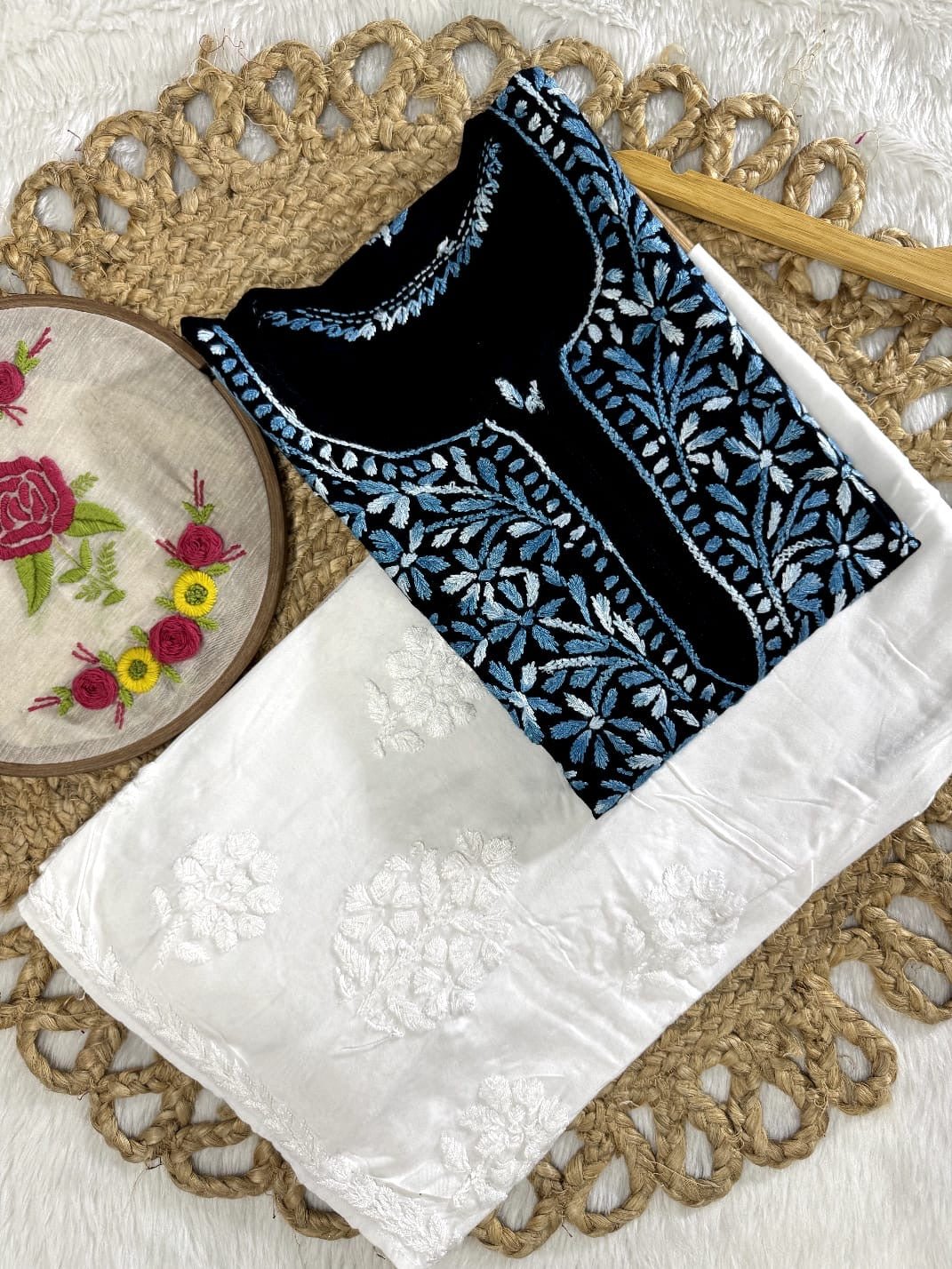 Dual Threaded Shades Rayon Kurta with Plazzo - Chikankari official