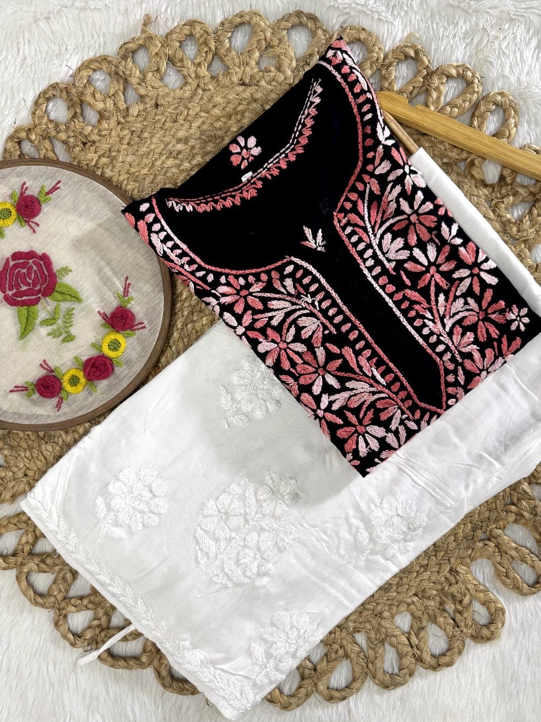 Dual Threaded Shades Rayon Kurta with Plazzo - Chikankari official