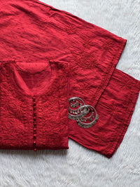 Dyeable Dobby Cotton Plazzo Set - Chikankari official
