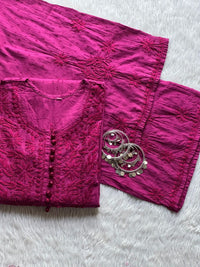 Dyeable Dobby Cotton Plazzo Set - Chikankari official