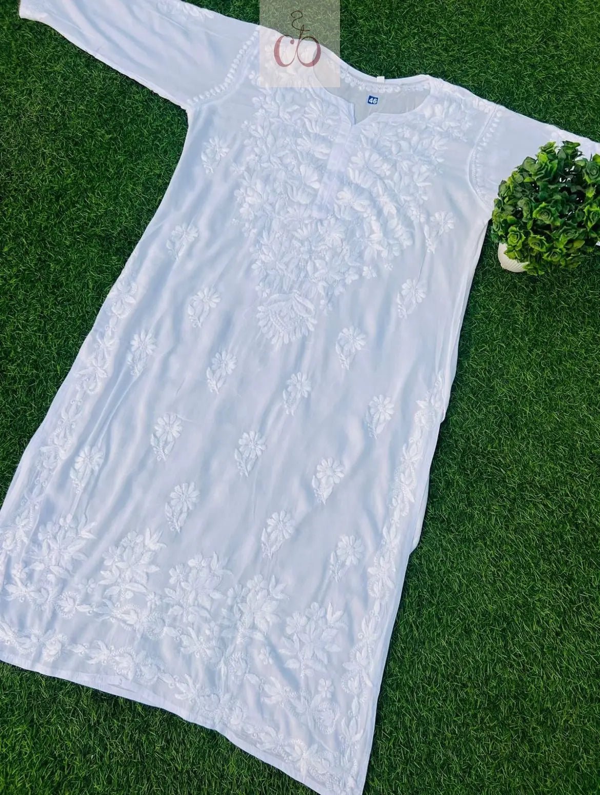 Dyeable Modal Chikankari ( White )