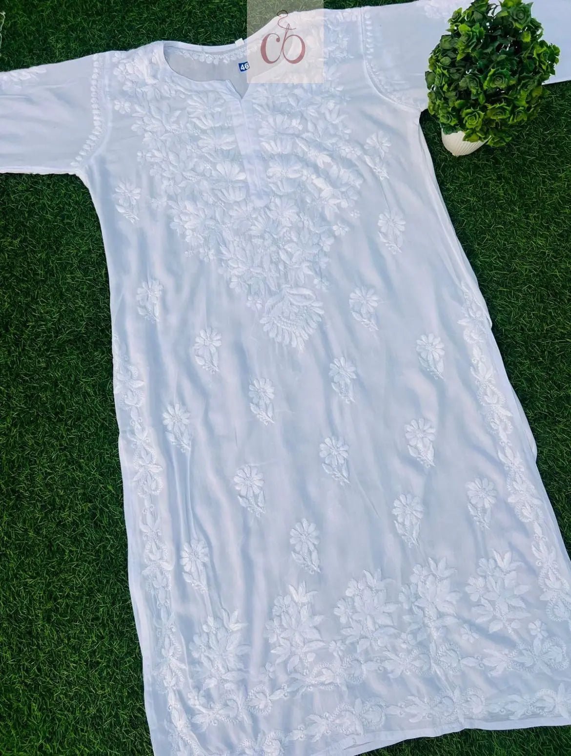 Dyeable Modal Chikankari ( White ) - Chikankari official