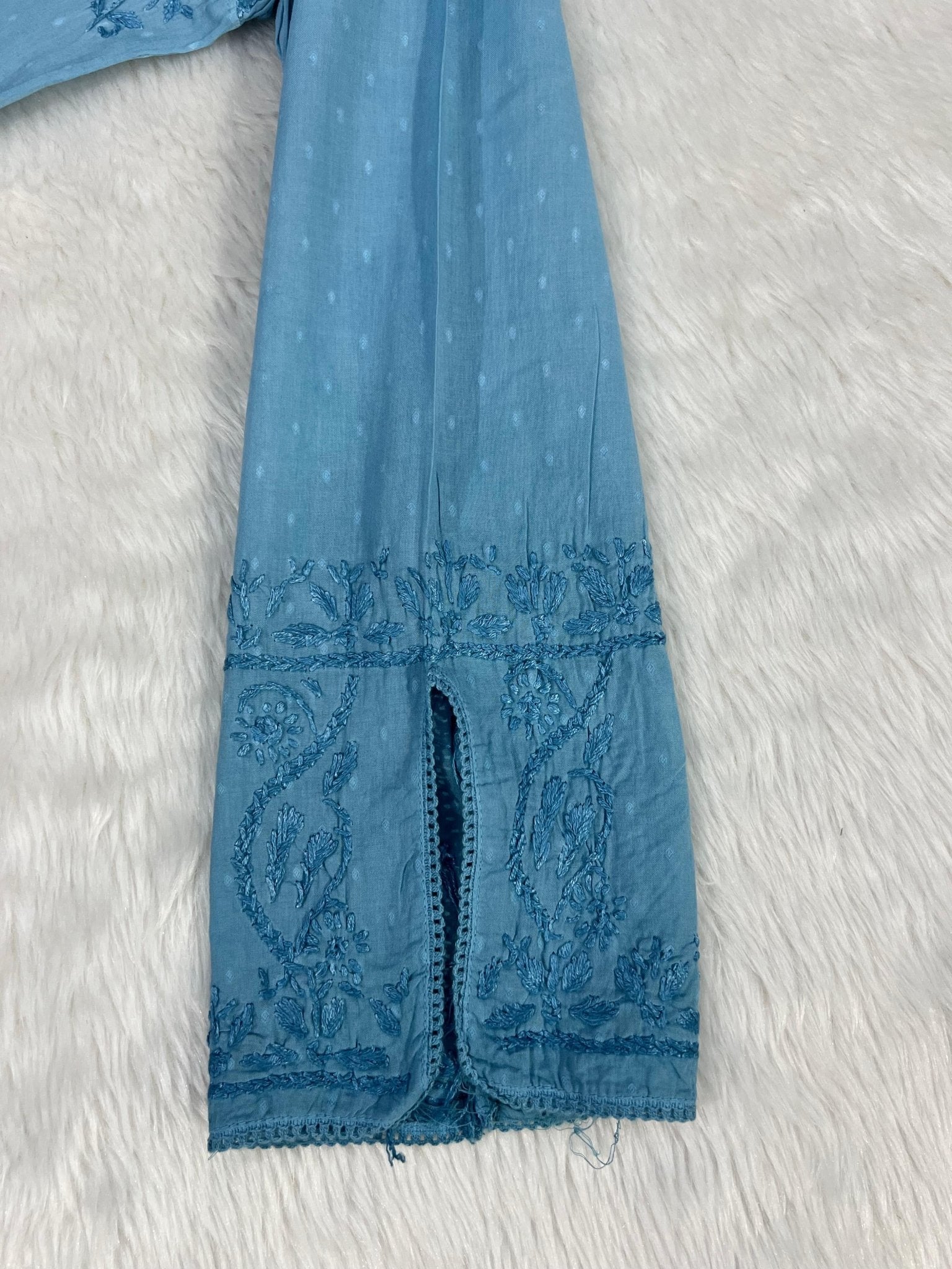 Dyeable Premium Ombre Shades Dobby Cotton with Crochet Border Tanya Special - Chikankari official