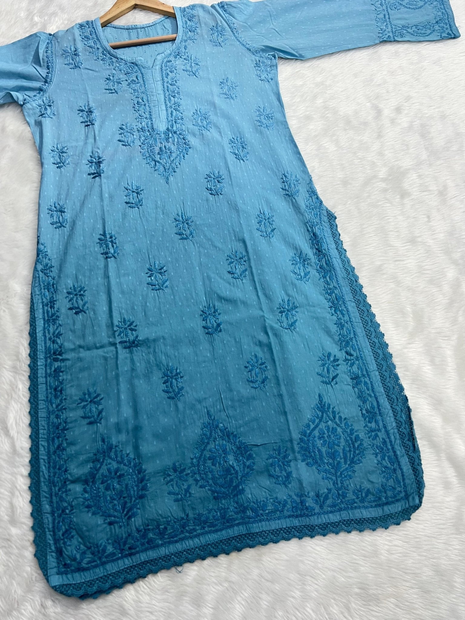 Dyeable Premium Ombre Shades Dobby Cotton with Crochet Border Tanya Special