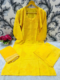 Dyeable Pure Soft chanderi 3pc Set - Chikankari official