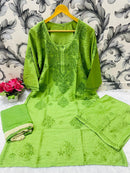 Dyeable Pure Soft chanderi 3pc Set - Chikankari official