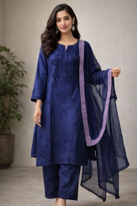 Dyeable Pure Soft chanderi 3pc Set - Chikankari official