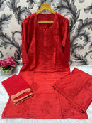 Dyeable Pure Soft chanderi 3pc Set - Chikankari official