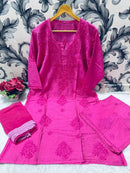 Dyeable Pure Soft chanderi 3pc Set - Chikankari official