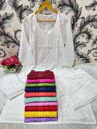 Dyeable Pure Soft chanderi 3pc Set - Chikankari official