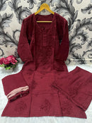 Dyeable Pure Soft chanderi 3pc Set - Chikankari official