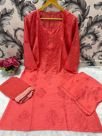 Dyeable Pure Soft chanderi 3pc Set - Chikankari official