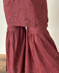 Dyed Cotton Short Gharara Top - Chikankari official