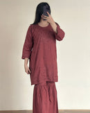 Dyed Cotton Short Gharara Top - Chikankari official