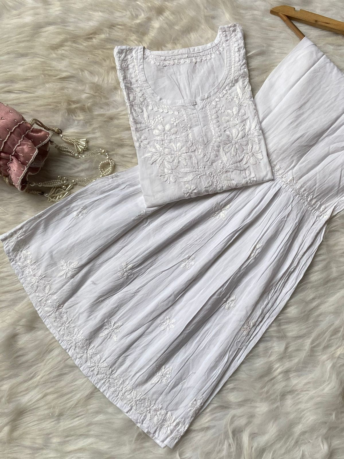Dyed Cotton Short Gharara Top - Chikankari official