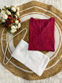 Dyed dobby Cotton short Tops - Chikankari official