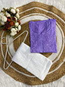 Dyed dobby Cotton short Tops - Chikankari official